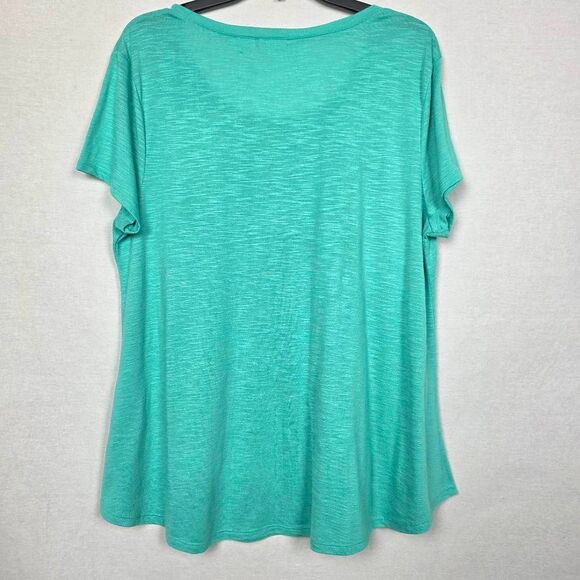 Cato Aqua Palm Tree Graphic Top Women’s XL - Picture 3 of 6